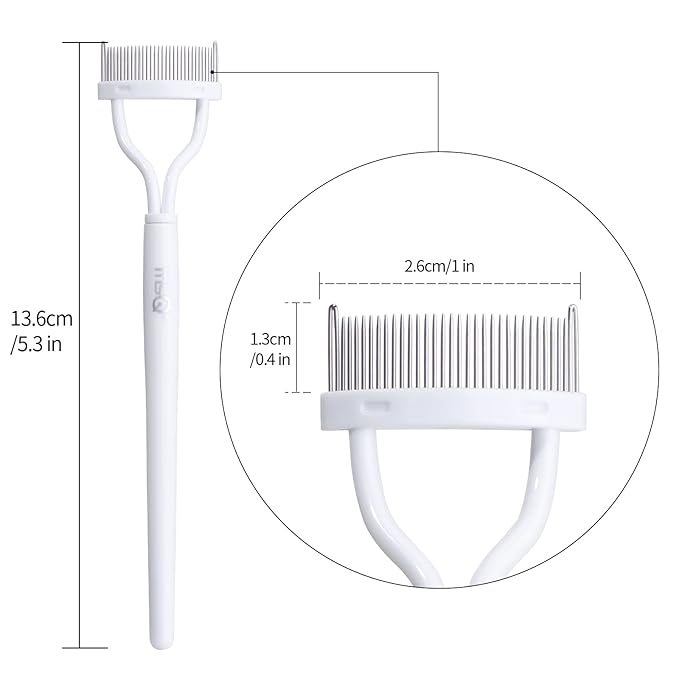 Eyelash Comb MSQ Eyelash Separator Mascara Applicator Eyelash Definer With Comb Cover Arc Designed Cosmetic Brushes Tool White (1PCS)