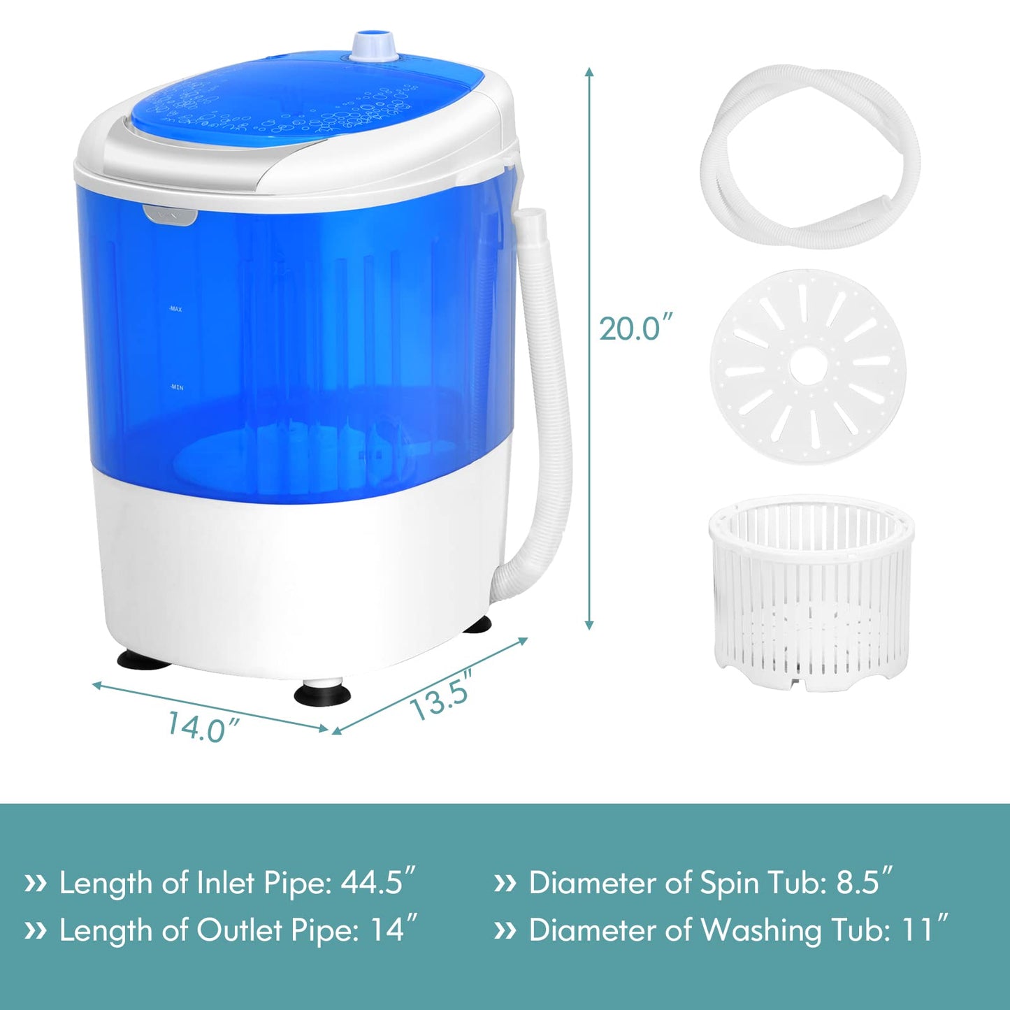 Giantex Portable Washing Machine, Mini Washer and Spinner Combo, 5.5lbs Washing Capacity, Semi-automatic Compact Laundry Machine for Apartment Dorm RV