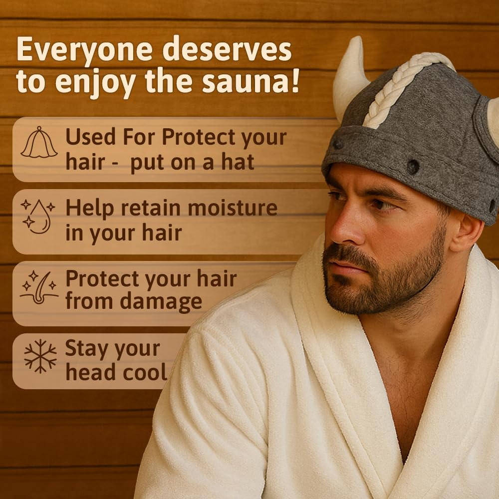 Sauna Hat Viking Banya Hat for Men - Hats Sauna Cap Finnish Ukraine Mens Sauna Hat for Women and Men Gray