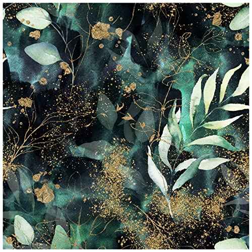 HAOKHOME Peel and Stick Wallpaper Boho Forest Vintage Removable Black/Green/Matte Gold Vinyl Self Adhesive Mural for Bedroom 17.7in x 6.5ft