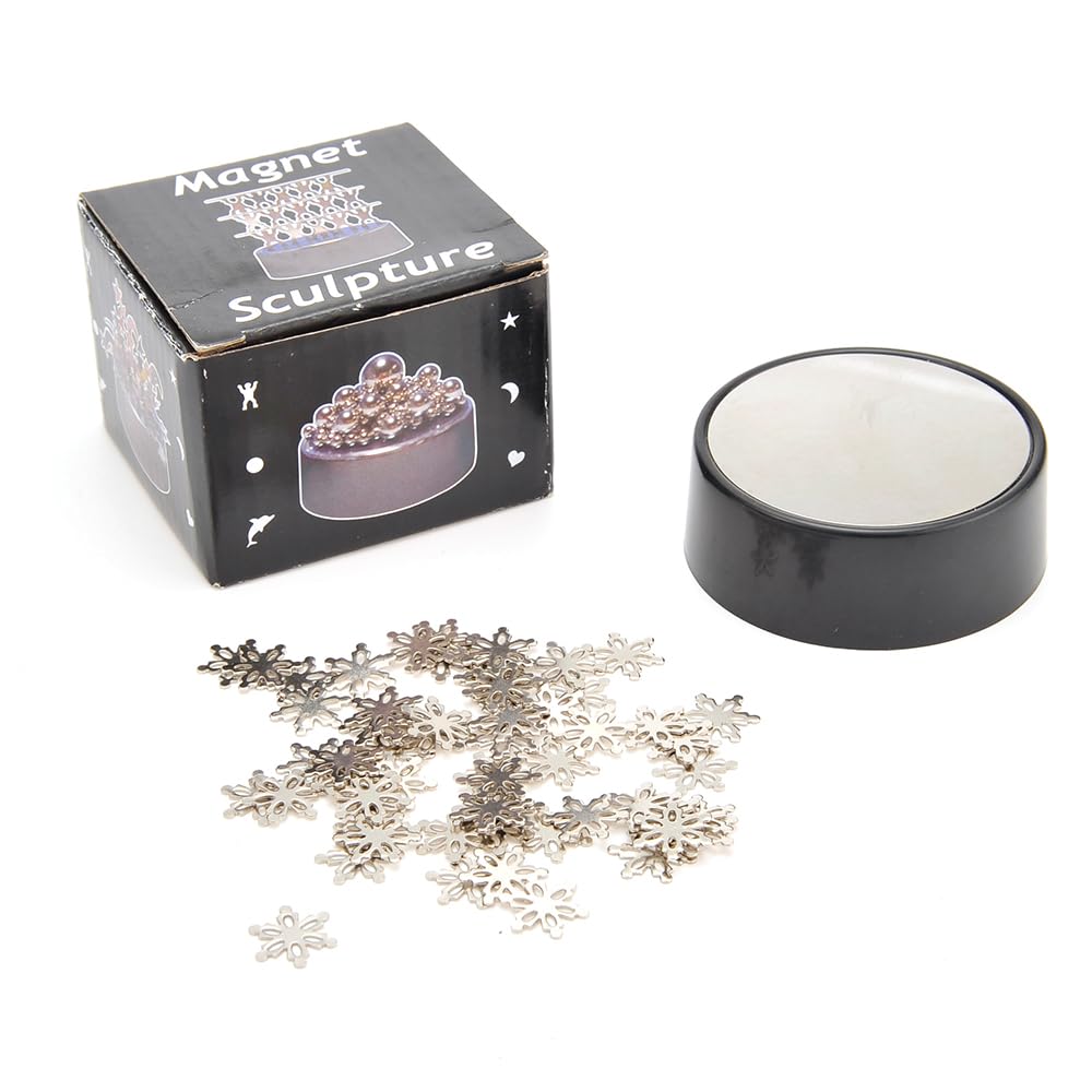 PowerTRC Toy Magnetic Desktop Sculpture (Snowflakes) | Mini Magnetic Art Decoration for Desktop | Fun Stress Relief Office Gift (2 Packs)