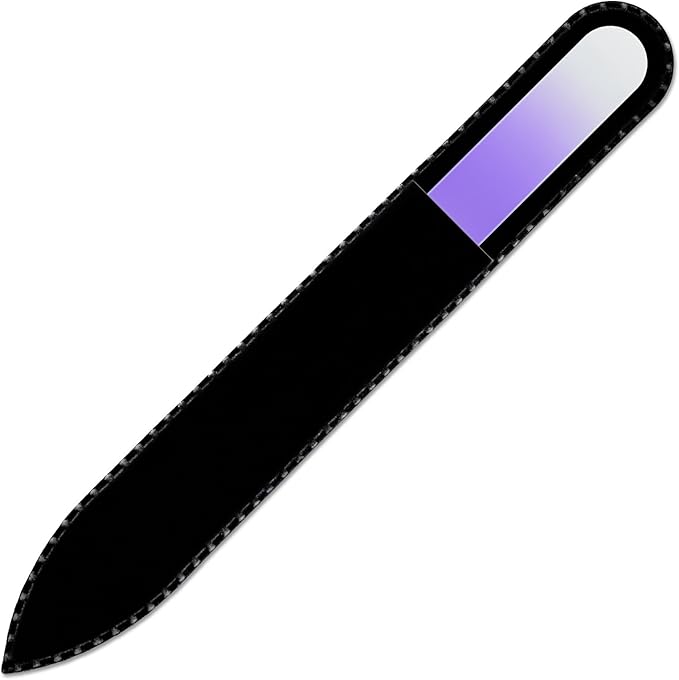 Mont Bleu Rainbow Crystal Nail File in Black Pouch - Czech Tempered Glass - Handmade in Bohemia (Czech Republic)