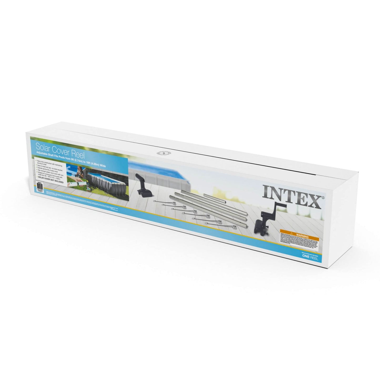 Intex Heavy Duty Solar Above Ground Pool Cover Reel Aluminum Adjustable with Locking Mechanism for Rectangle Frame Pool, Cover Not Included