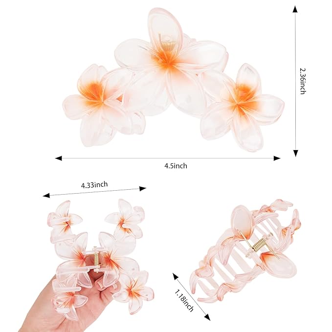 Ondder 4 Pcs Flower Hair Clips for Women Big Flower Claw Clips Large Matte Hair Clips for Thick Hair Non Slip Strong Hold Jaw Hair Clips for Women's Hair Flower Hair Accessories for Women Girls