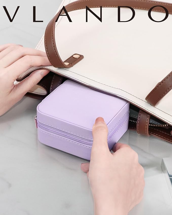 VLANDO Travel Jewelry Case - Teacher Appreciation Gifts for Women - Small Jewelry Travel Organizer Box Travel Essentials Gift for Teen Girl Women - Purple