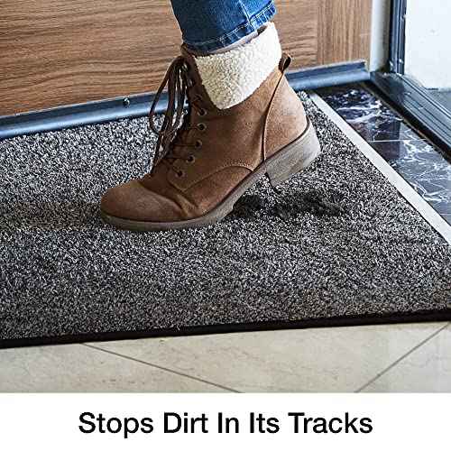 Eurow Trek N' Clean Soft & Plush Microfiber Traction Floor Mat, Super Absorbent, Fast-Drying, Anti-Slip Rug for Entryway, Kitchen, Bedroom, Traps Dirt, Mud & Water, 36 x 23.5 in, Gray and Black