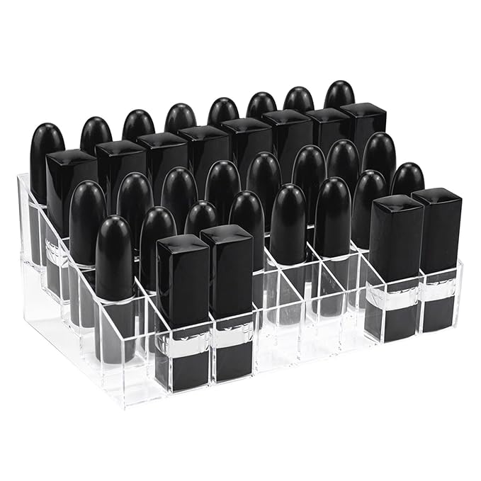 Hedume 2 Pack Lipstick & Makeup Organizer, 40 Slot Acrylic Cosmetic Display Case for Lipstick, Brushes, Bottles