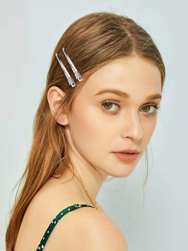 Hedume 200 Pack Duck Bill Hair Clips with Holes, 3.5" Rustproof Metal Alligator Curl Clips for Salon and Women Girls Bows DIY Accessories