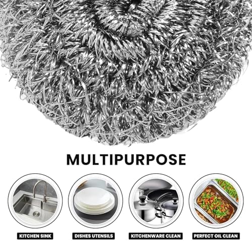 16 Pcs Steel Wool Pads, Stainless Steel Scrubber, Metal Scrubber, Dishwashing Scouring Pads Heavy Duty, Kitchen Scrubbing Sponges for Cleaning Dishes Pots and Pans Bathroom Oven