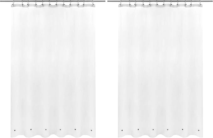 Barossa Design Long Shower Curtain Liner with 6 Magnets - 72" x 78", Waterproof PEVA Shower Liner for Bath Tub, PVC Free, Metal Grommets - Frost, 72x78 (Pack of 2)