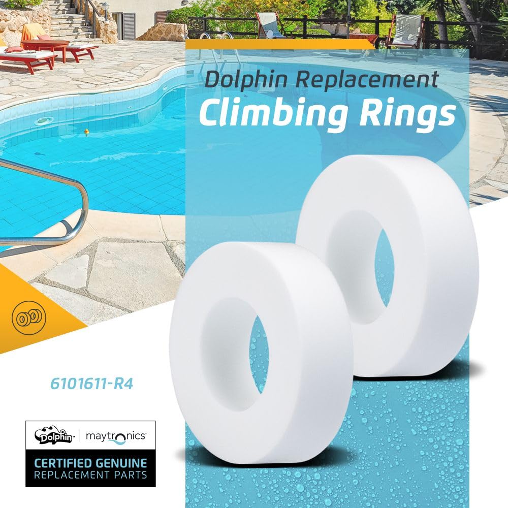 Dolphin Genuine Replacement Part — Notched White Climbing Rings for Ultimate Wall Adhesion (4PK) — 6101611-R4