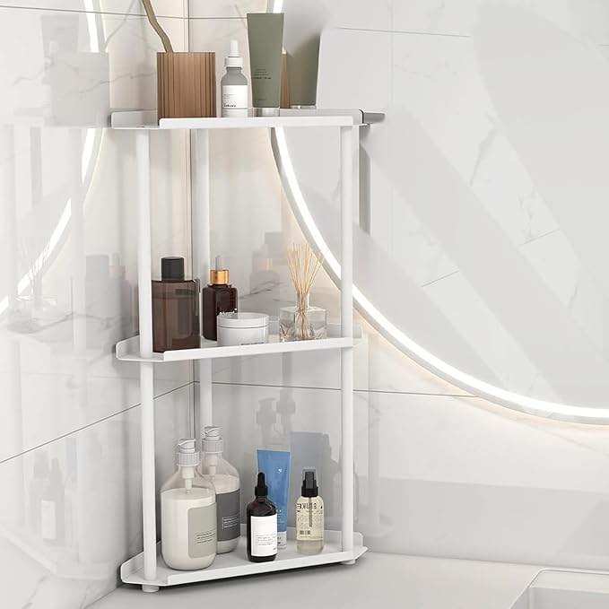 FLE 3 Tier Corner Bathroom Counter Organizer, Countertop Corner Shelf,Makeup Organizer and Storage for Bathroom