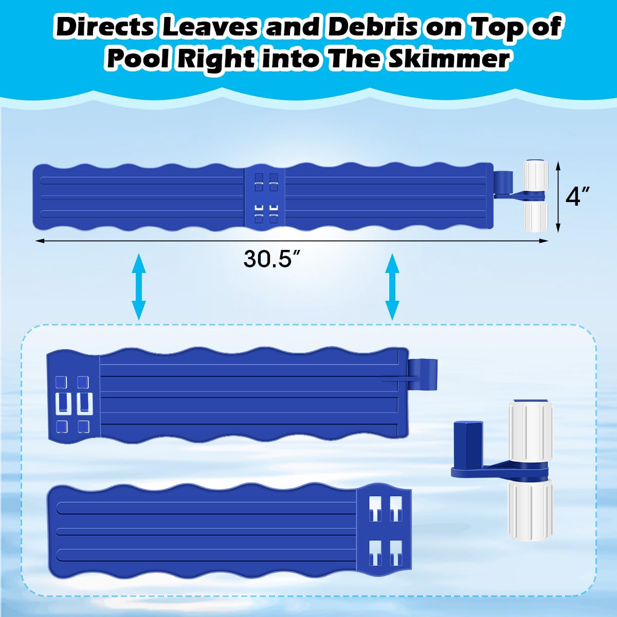 Hydream Pool Debris Catcher Skimmer, Pool Leaf and Debris Remover Catcher Plastics, Surface Debris Floating Leaves Bugs Pool Skimmer Attachments Accessories Replacement Kit for Swimming Pool-Blue