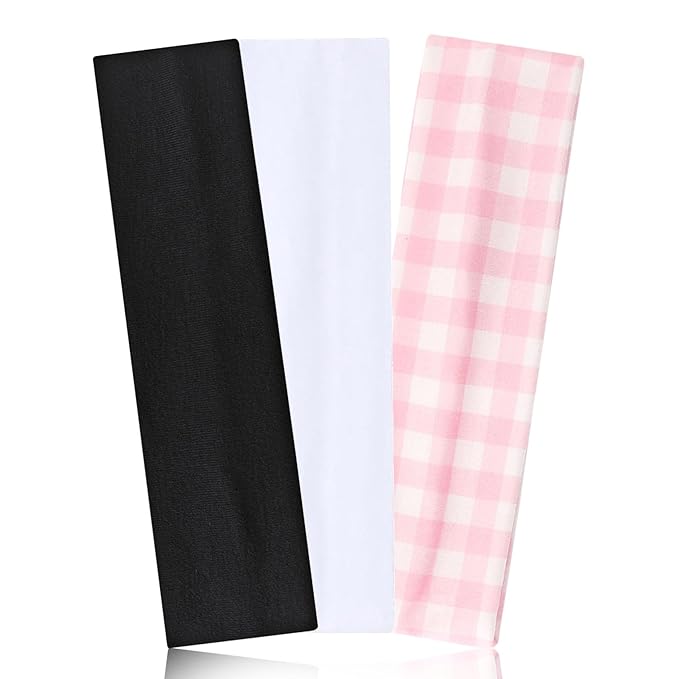 Headbands for Women Non Slip 3 Pcs Elastic Head Bands for Women's Hair Soft Cotton Cloth Stretch Headbands for Women for Daily Fashion
