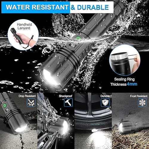 DanByte Rechargeable LED Flashlights High Lumens,1500 Meters Super Bright Tactical Flashlight with 5 Modes,Waterproof,Powerful Handheld Flash Light for Emergencies,Hurricane,Hiking,2PACK