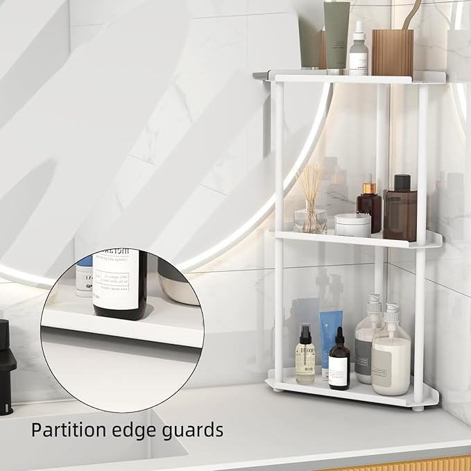 FLE 3 Tier Corner Bathroom Counter Organizer, Countertop Corner Shelf,Makeup Organizer and Storage for Bathroom