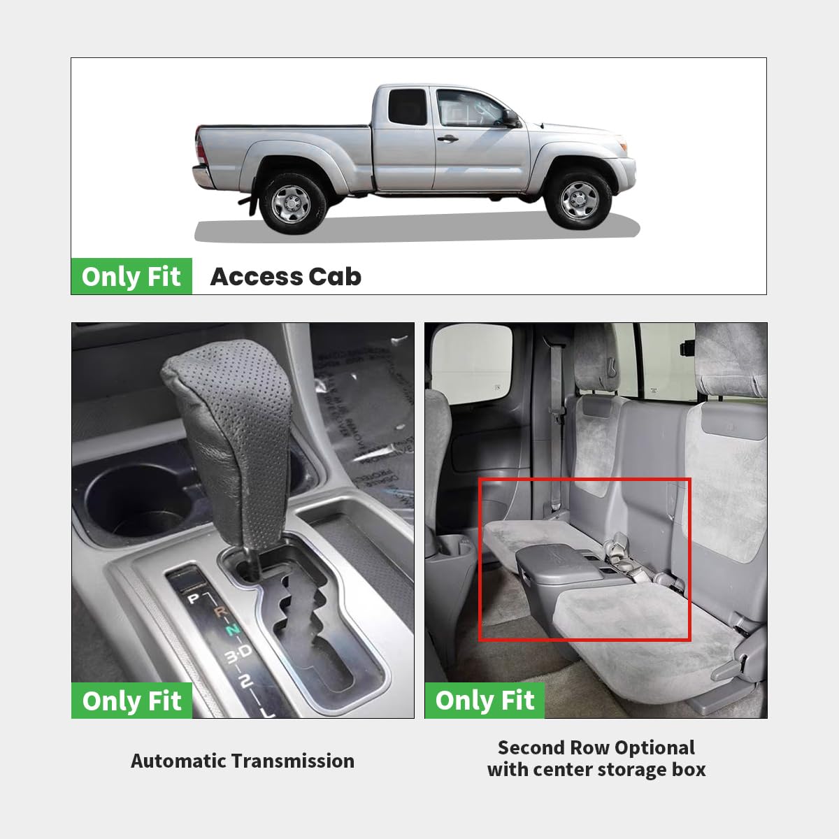 LASFIT Floor Mats for Toyota Tacoma 2008-2011 Access Cab Auto Tran, All Weather Custom Fit Floor Liners for Tacoma Second Row Optional with center storage box TPE Mats Front&Rear 2 Row Car Mats, Black