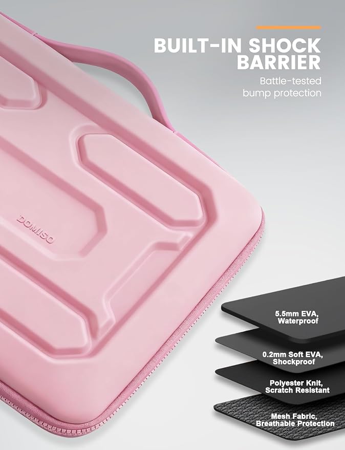 DOMISO 15.6 inch Laptop Sleeve with Handle Shockproof Waterproof EVA Protective Case for 15.6" Yoga 720 IdeaPad 310 320 ThinkPad T570/Legion 5 Gen 6/HP Envy 15/15.6" Notebooks, Pink