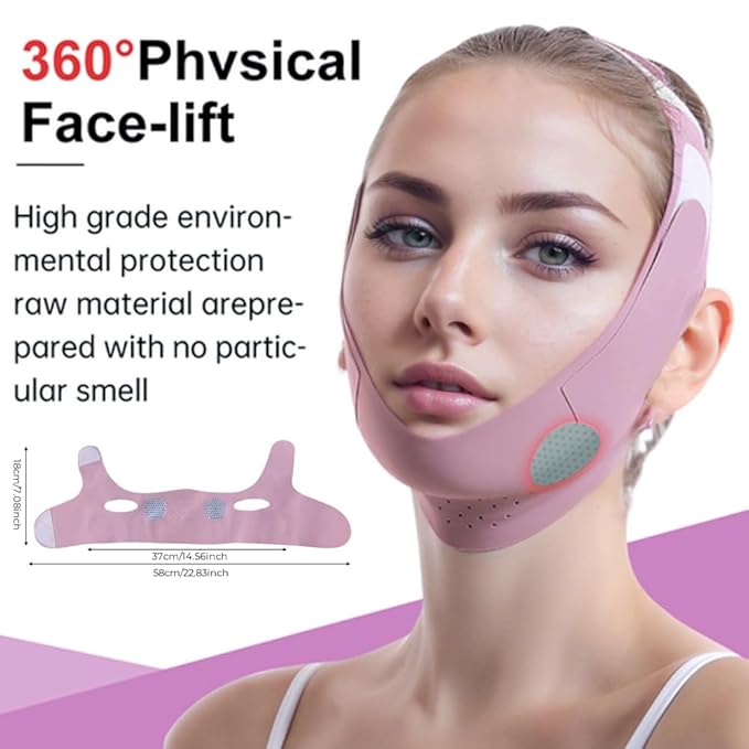 ROWMATE Graphene V-Line Mask Chin Up Mask V Shaped Face Mask Chin strap for sleeping,Jawline Shaper,Lilac,Small