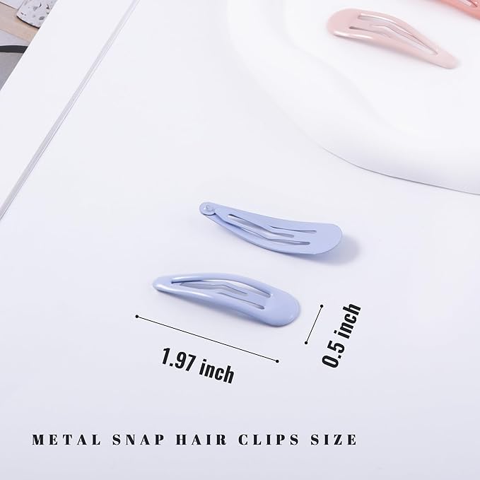 20 PCS Metal Snap Hair Clips Water Drop No Slip Barrettes for Women Bright Small Hair Clips For Thick And Thin Fine Hair,Yellow Blue Purple Pink,1.97 x 0.5 In.