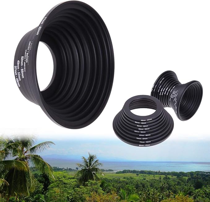 Tookie 18Pcs Filter Ring Adapter Set, 37-82mm Metal Step Up/Down Rings Lens Adapter Filter Set Compatible with Digital SLR Camera