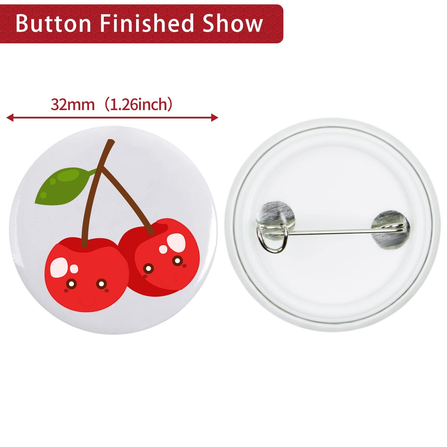 Onemorello 200 Sets Button Maker Supplies, 1.26 inch / 32mm Button Parts Buttons Supplies, Approx. 1.25 in Blank Badge Parts with Blank Paper for Buttons Maker Machine Pin Maker Press