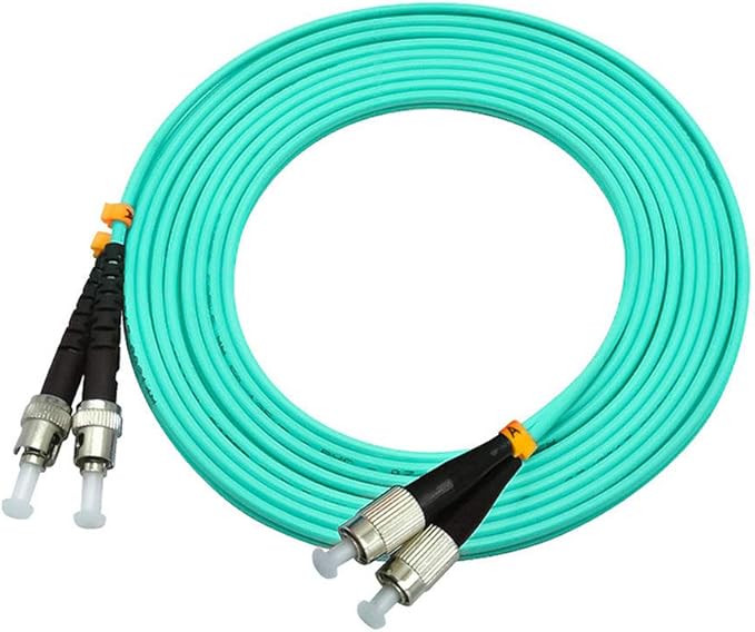 Jeirdus 20Meters 65ft FC to ST Duplex 50/125 10G OM3 Multi-Mode Fiber Optic Cable Jumper Optical Patch Cord FC-ST