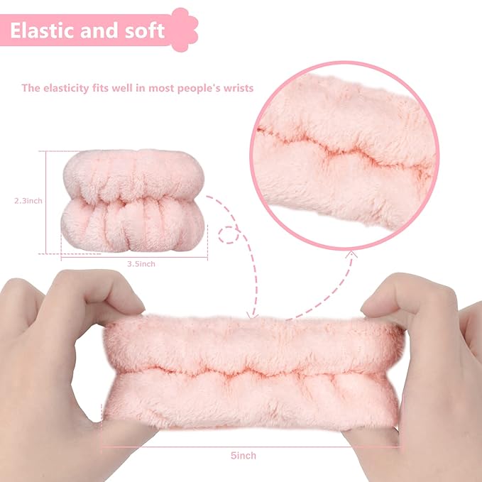 2pcs Wrist Bands for Washing Face, Microfiber Face Washing Wristbands, Arm Wrist Towels, Spa Face Wash Wristbands, Stretchy Absorbent Wash Band for Woman Children
