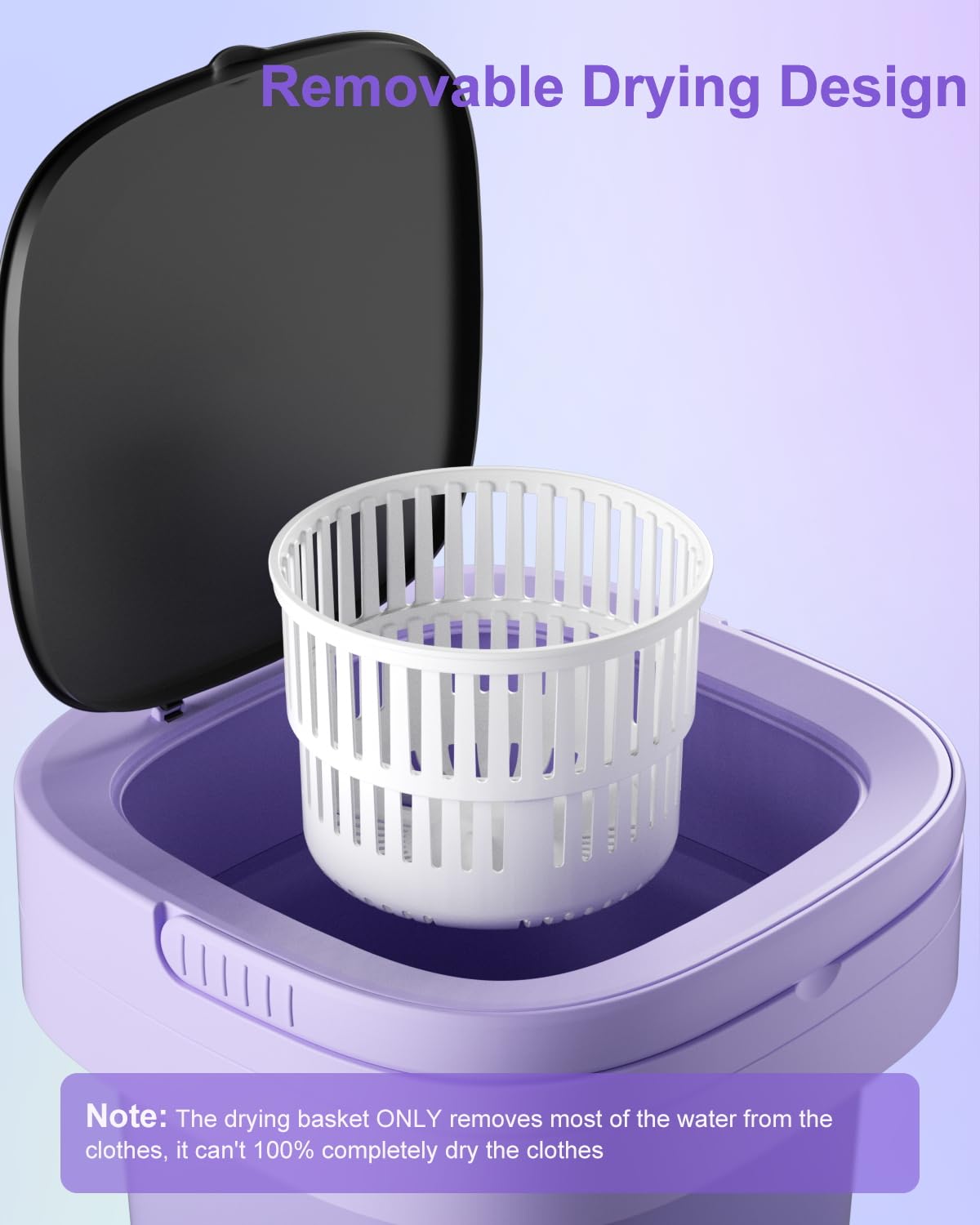 Portable Washing Machine, 16L Mini Washer for Apartments, RV & Travel | Folding Clothes Washer with Spin Basket & 3 Modes | Compact Washing Machine for Underwear, Socks, Baby Clothes (Purple)