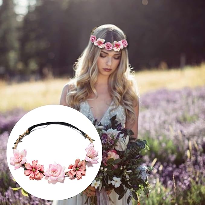 Women Headpieces Collection Accessories - 6 PCS Boho Hair Wreaths, Flower Crowns, Tiaras for , Brides, Bridesmaids, Flower Girls, Weddings