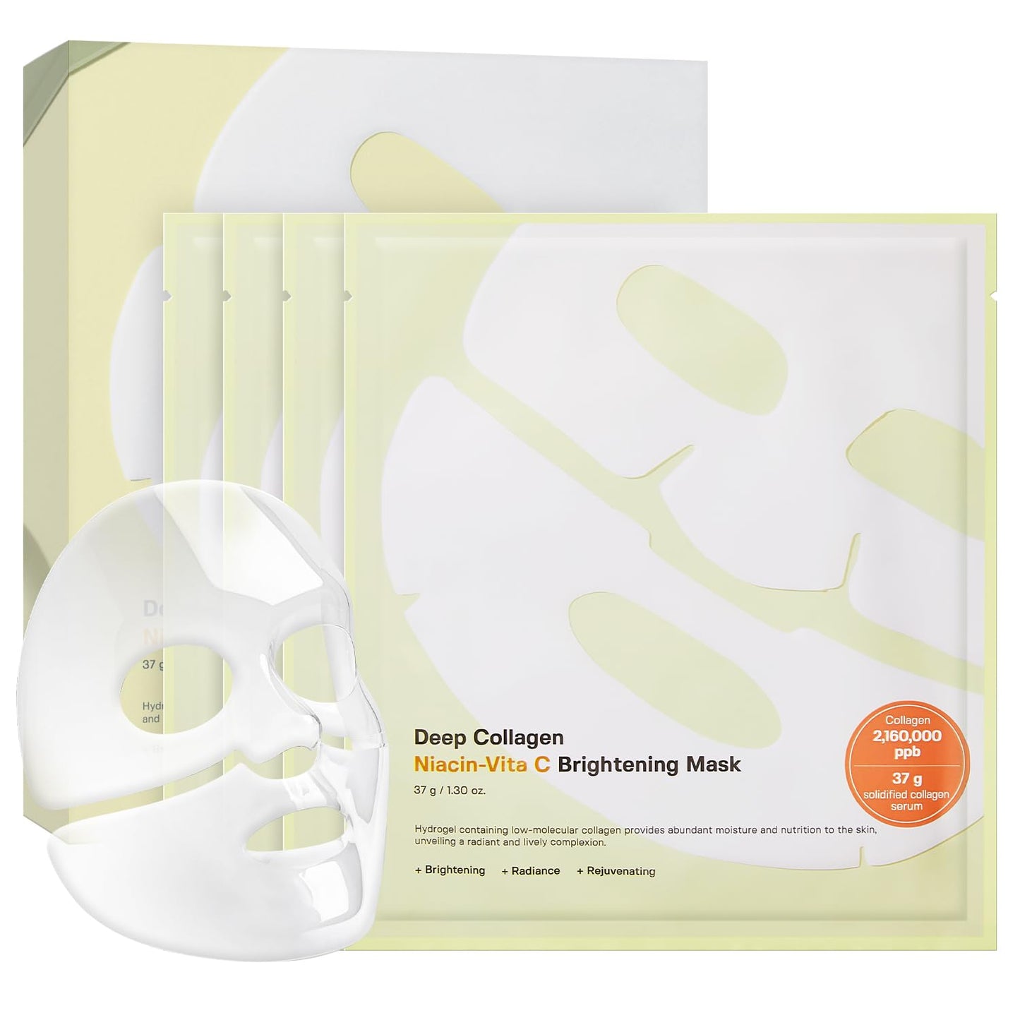 SUNGBOON EDITOR Deep Collagen Niacin-Vita C Overnight Mask | Brightening & Wrinkle Care Mask | 2,160,000PPB Collagen + Niacinamide + Vita C | Korean Skincare, 4ea | Gifts for Women