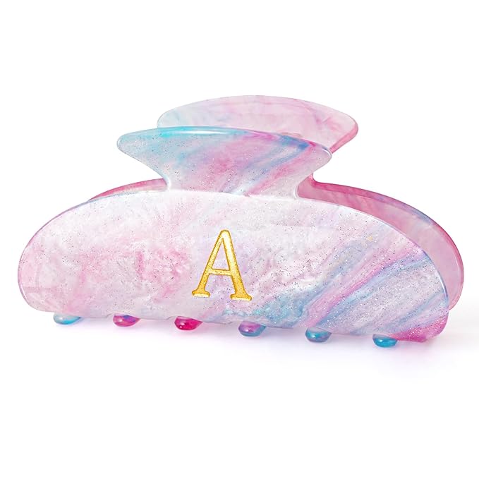 Christmas Gifts for Women Teen Girls - Stocking Stuffers Cute Hair Clips Initial Claw | Birthday Gifts | Bridesmaid Gift | Preppy Trendy Stuff Personalized Hair Claws Accessories - Lavender,A