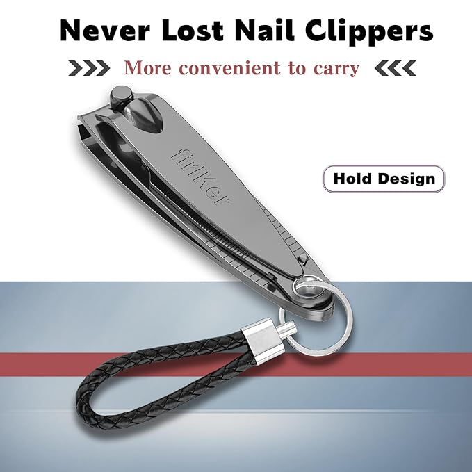 Nail Clipper Set, Sturdy Stainless Steel Fingernails & Toenails Clippers & Nail File, Sharp Effortless Fingernail Toenail Trimmer, Portable Nail Cutter for Women Men（Gray）