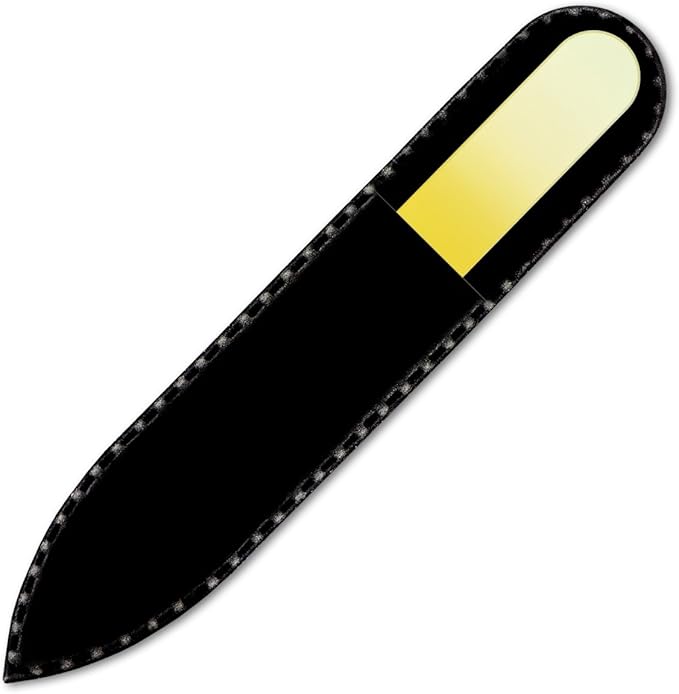 Mont Bleu Rainbow Crystal Nail File in Black Pouch - Small/Purse Size - Czech Tempered Glass - Handmade in Bohemia (Czech Republic)