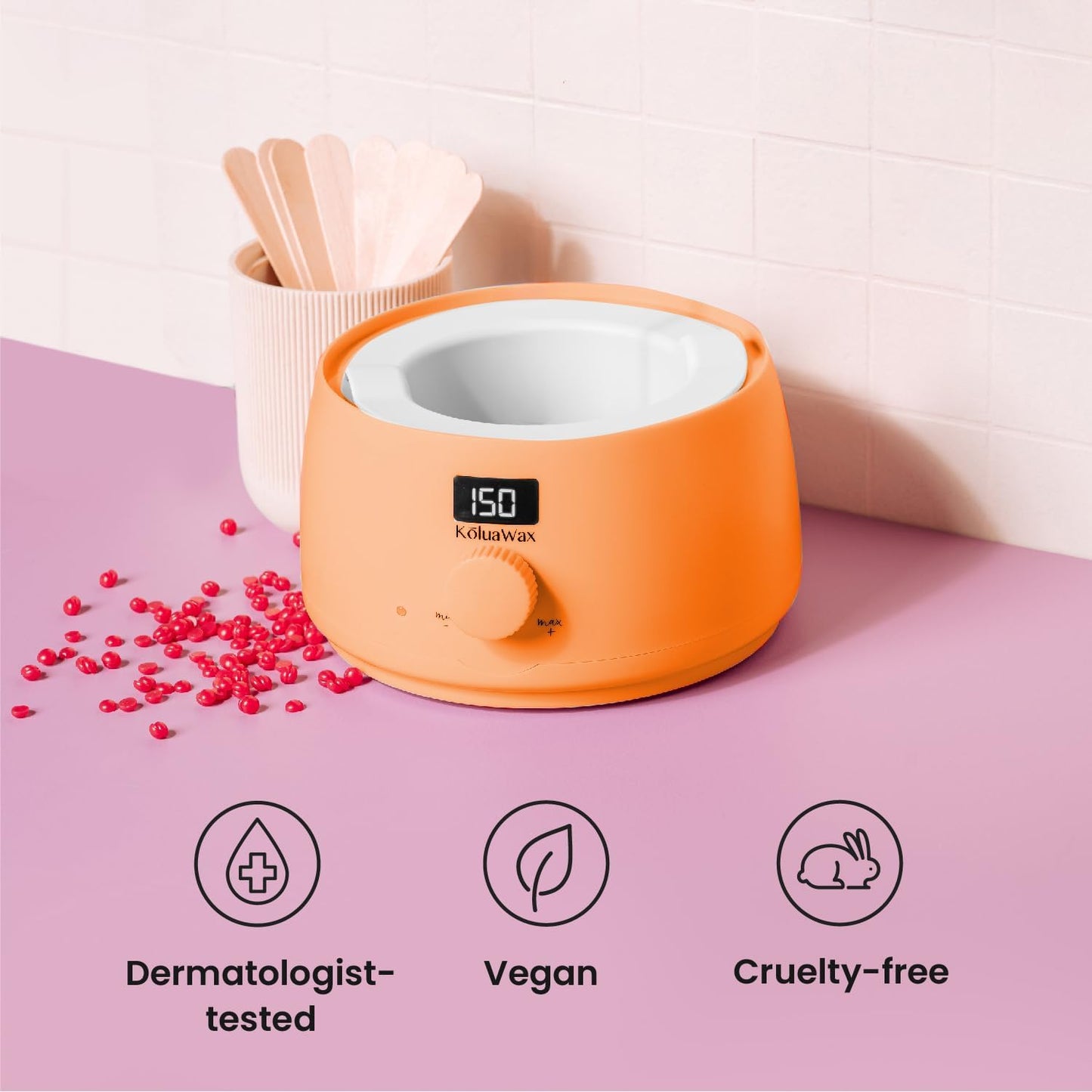 KoluaWax Premium Waxing Kit for Women - Beginner Friendly - Complete Wax Kit that includes 14oz of Wax Beads, Applicator, Pre and Post Care, Suitable for Sensitive Skin (Peach Fuzz)