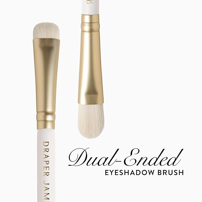 LAURA GELLER NEW YORK Dual-Ended Eyeshadow Brush - Flat Packing & Fluffy Blending Brush for Baked & Pressed Eyeshadow - Limited Edition Draper James Design