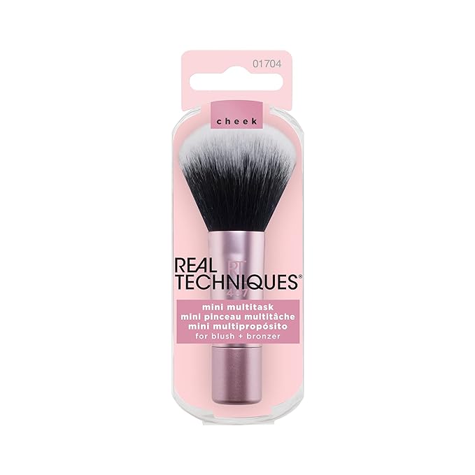 Real Techniques Mini Multitask Makeup Brush,For Blush,Bronzer & Powder,Face Brush with Custom-Cut Synthetic Bristles,For Loose & Pressed Powder,Travel Sized,Vegan-& Cruelty-Free,(Pack of 12)
