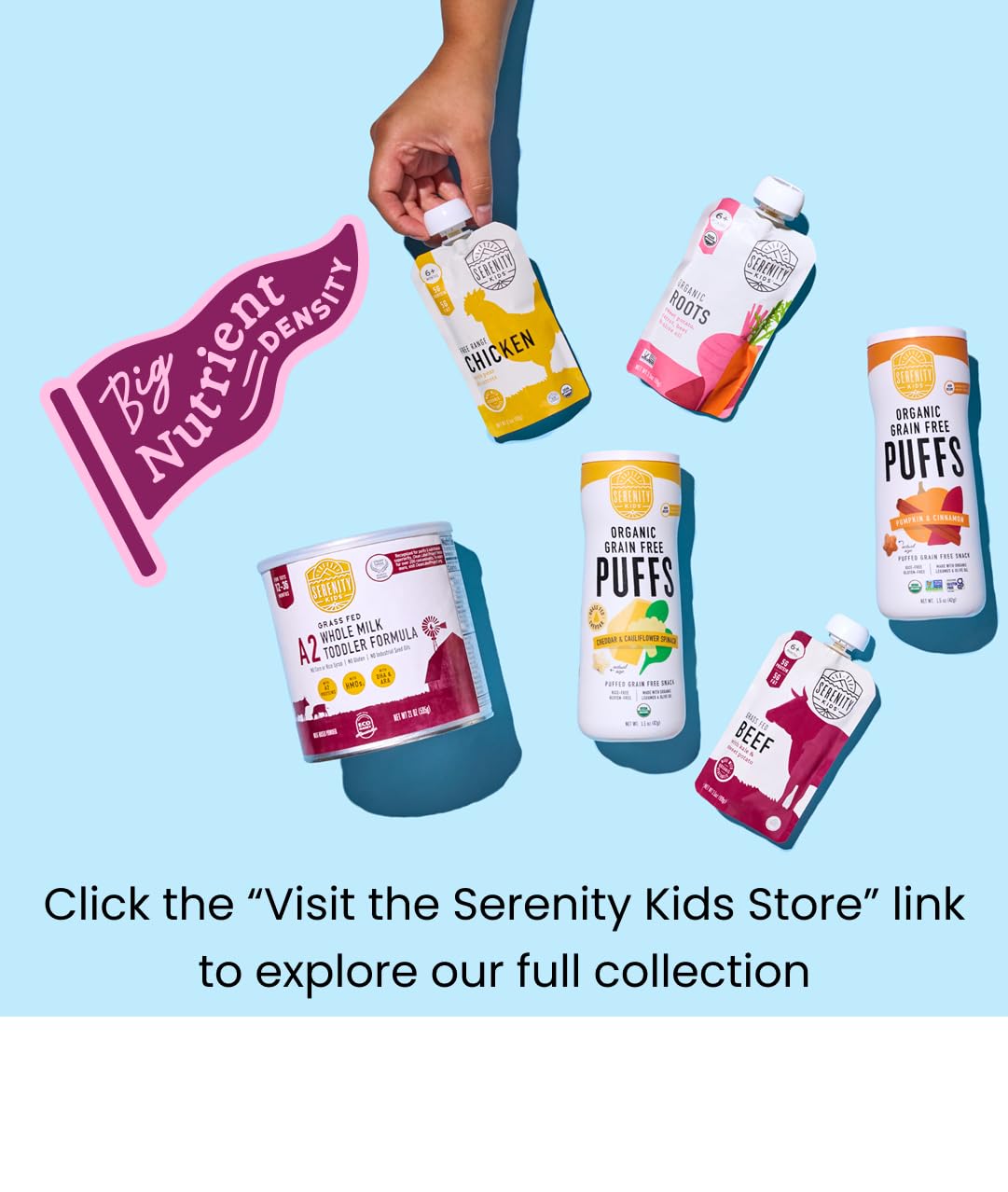 Serenity Kids 6+ Months Baby Food Puree Pouch - 5g Protein-Packed Toddler Snacks - Organic Meat & Veggie Food Pouches - Recyclable Containers for Toddler Meals - 3.5 Oz, Pack of 18