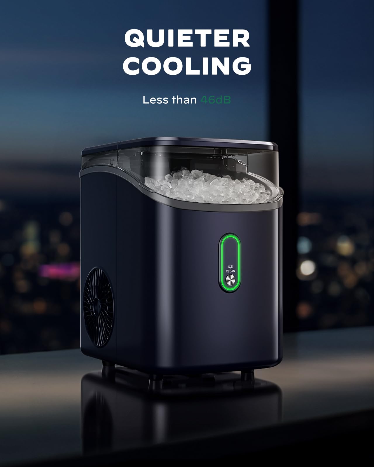 Nugget Ice Maker Countertop, Pebble Ice Maker with Crushed Ice, One-Click Operation Ice Machine with Self-Cleaning, 33lbs/24H for Home, Kitchen, Office, Blue