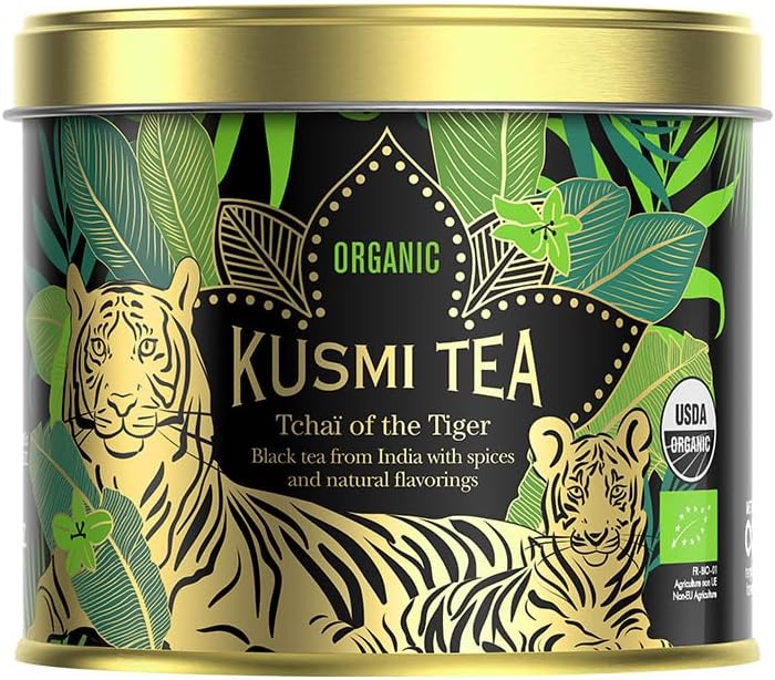 Kusmi Tea - Tchaï of the Tiger - Organic Indian Black Tea with Spices - Chai Tea - Organic Flavored Black Tea - Created in Collaboration with WWF - Loose Leaf Tea - Tin Box of 3.5 oz