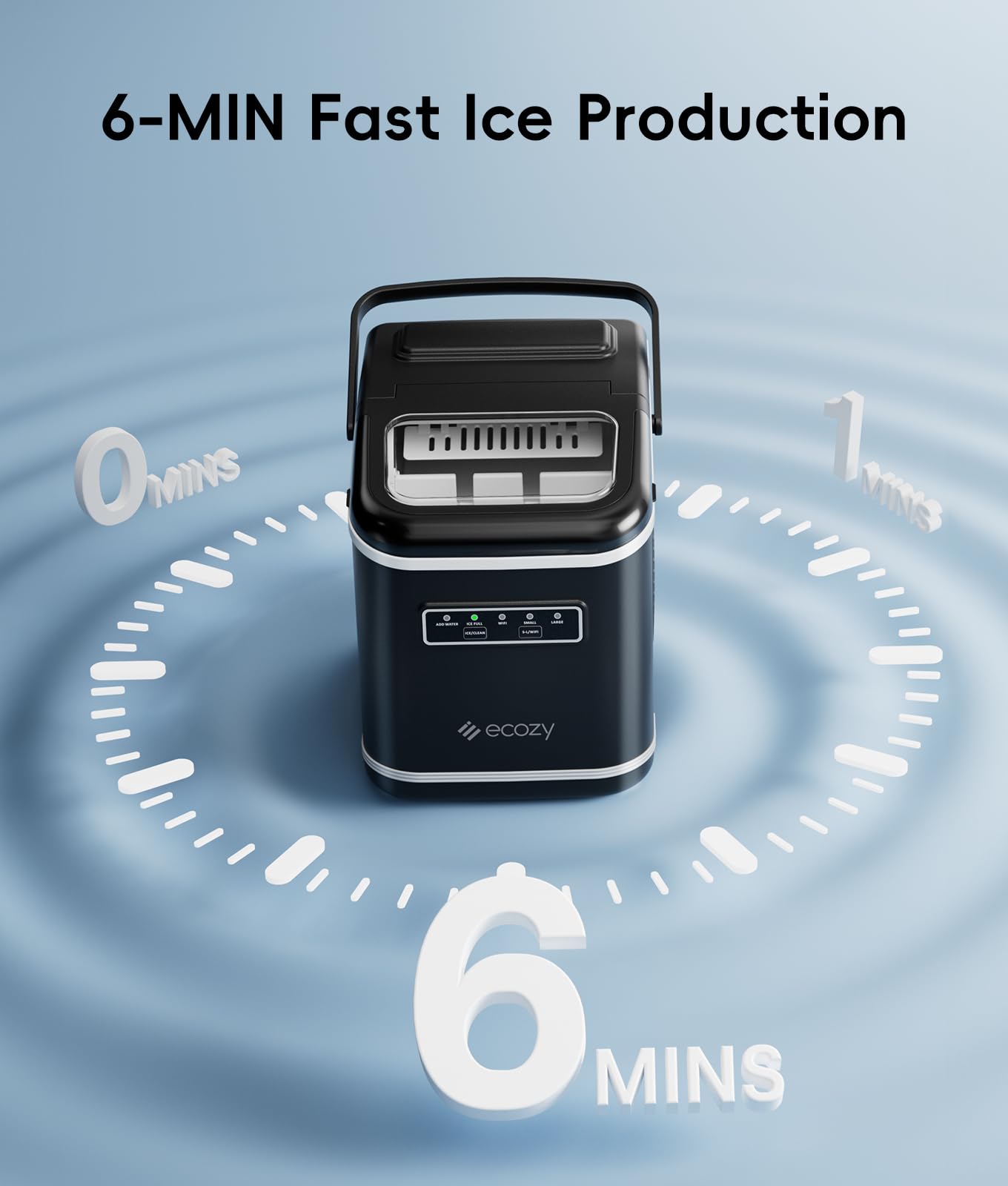 ecozy 2.1" Clear Ice Ball Maker with CrystalFlux Technology, Minimal Footprint Sphere Ice Maker with 8H Timer, 1 pc in 30 Mins, 48 pcs/Day, Self-Cleaning for Home Bar Whiskey & Bourbon