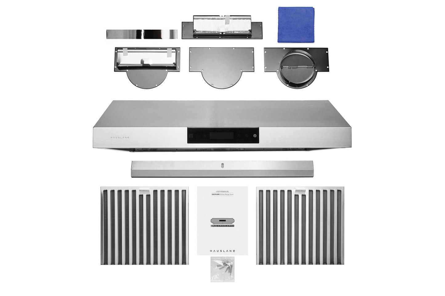 Hauslane Under Cabinet Range Hood 30" Stainless Steel Kitchen Hood, 6 Speed Vent Hood 30 Inches, Low-Noise Stove Vent Hood for Kitchen, Vent Hoods 30 Inch with LED - Chef Series PS18