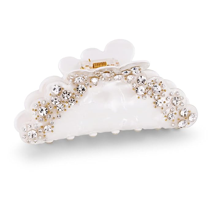 LILIE&WHITE Ivory Acrylic Butterfly Hair Clip with Shinny Rhinestones, Medium Size, Hair Clip for Women