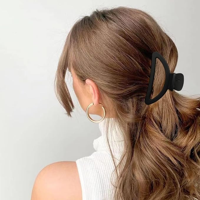 Canitor Hair Clips Set - 4Pcs Black Acrylic Semicircle Claw Clips for Thick & Thin Hair, Women's Hair Accessories