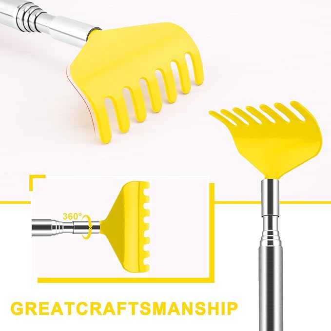 NICEMOVIC 6 Pack Back Scratcher for Women Men, Christmas Stocking Stuffers, Prizes for Adults, White Elephant Gifts for Adults, Extendable Bulk Back Massager Tool for Thanksgiving Birthday (Yellow)