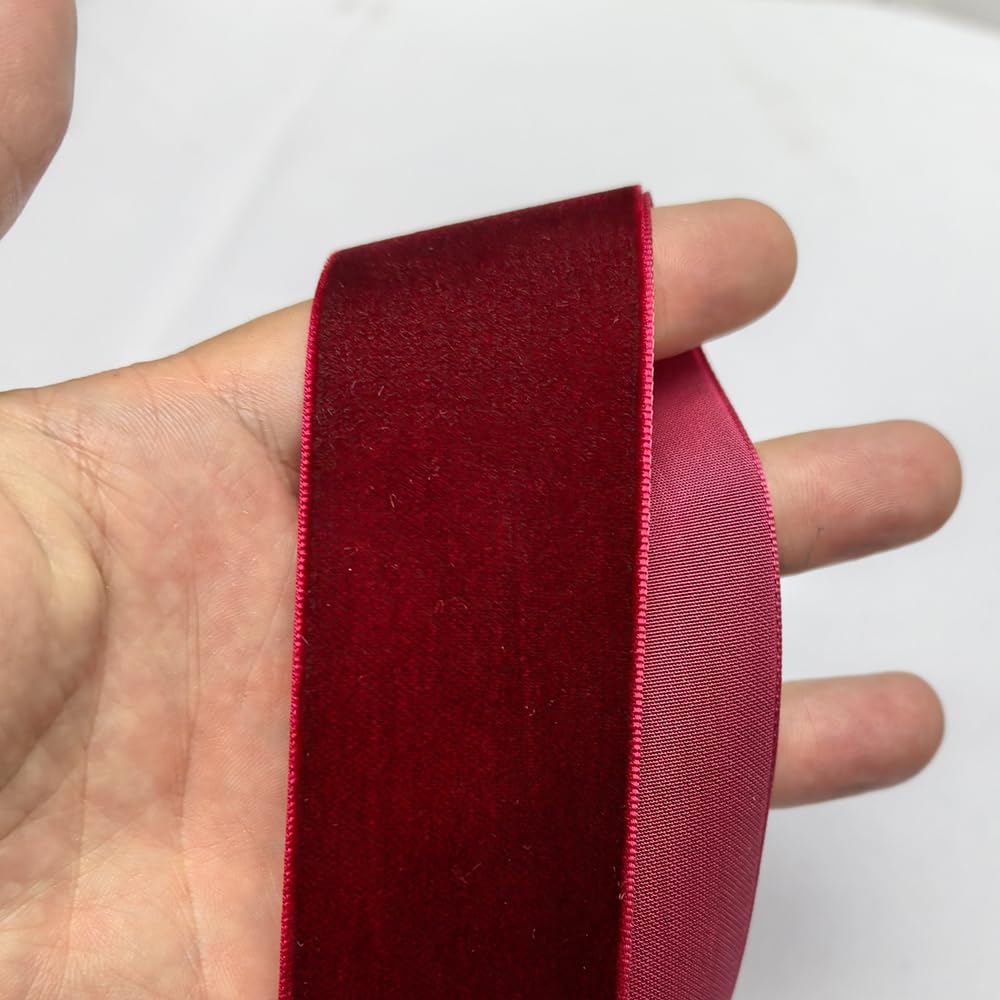 Chenkou Craft Dark Red 25 Yards/roll 1 1/2" Velvet Ribbon Lots Bulk (Dark red, 1 1/2"(40mm))