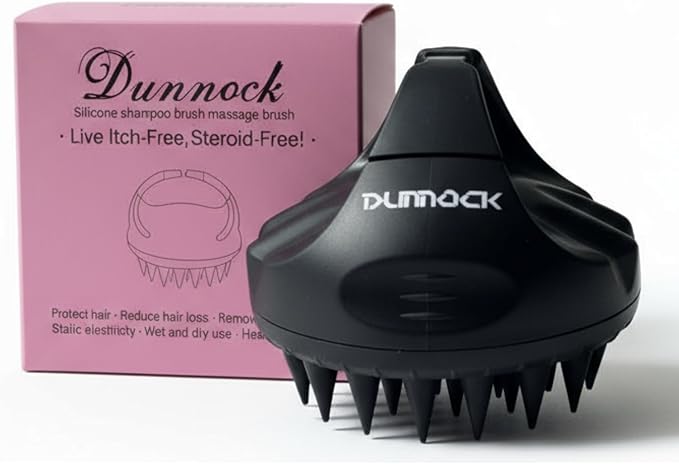 Dunnock Manual Scalp Massager & Shampoo Brush (Black) Ã¢ÂÂ Designed to give You a Salon-Like Scalp Treatment at Home Turn Every Wash Dandruff Comb Into a Spa Experience Silicone Hair Shampoo Brush.
