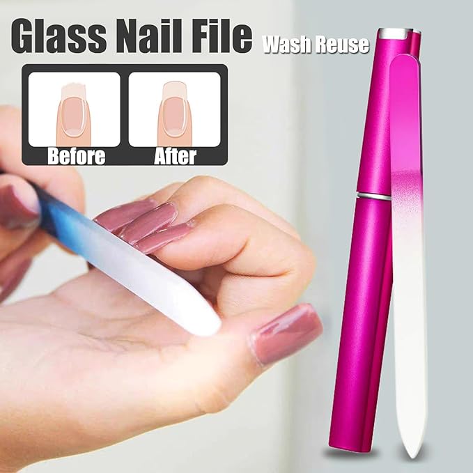 5Pcs Glass Nail Polisher Files Set for Natural Nails 2 Pack Professional Nail Files Double Sided Nail Buffer 3 Pack Nano Glass Nail Crystal Fingernail Polishers File for Manicure Salon or Home