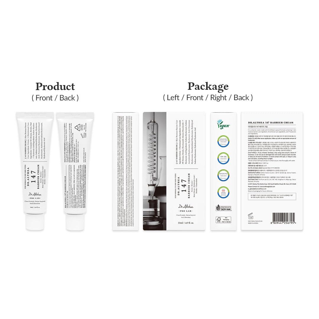 Dr.Althea 147 Barrier Cream | Daily Skin Barrier Care | Deep Hydrating with Hyaluronic Acid & Ceramides | Korean Vegan Skincare for All Skin Types | 1.69 Fl Oz (Ver.2 - Pack of 1)