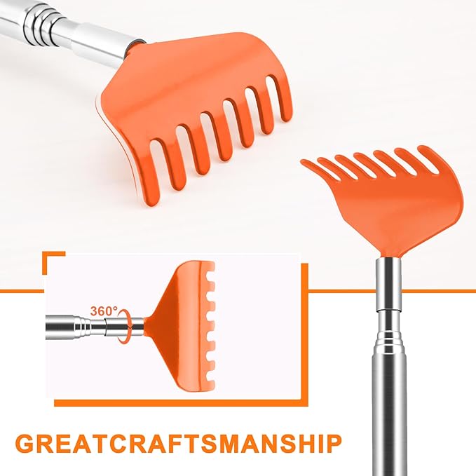NICEMOVIC 6 Pack Back Scratcher for Women Men, Christmas Stocking Stuffers, Prizes for Adults, White Elephant Gifts for Adults, Extendable Bulk Back Massager Tool for Thanksgiving Birthday (Orange)